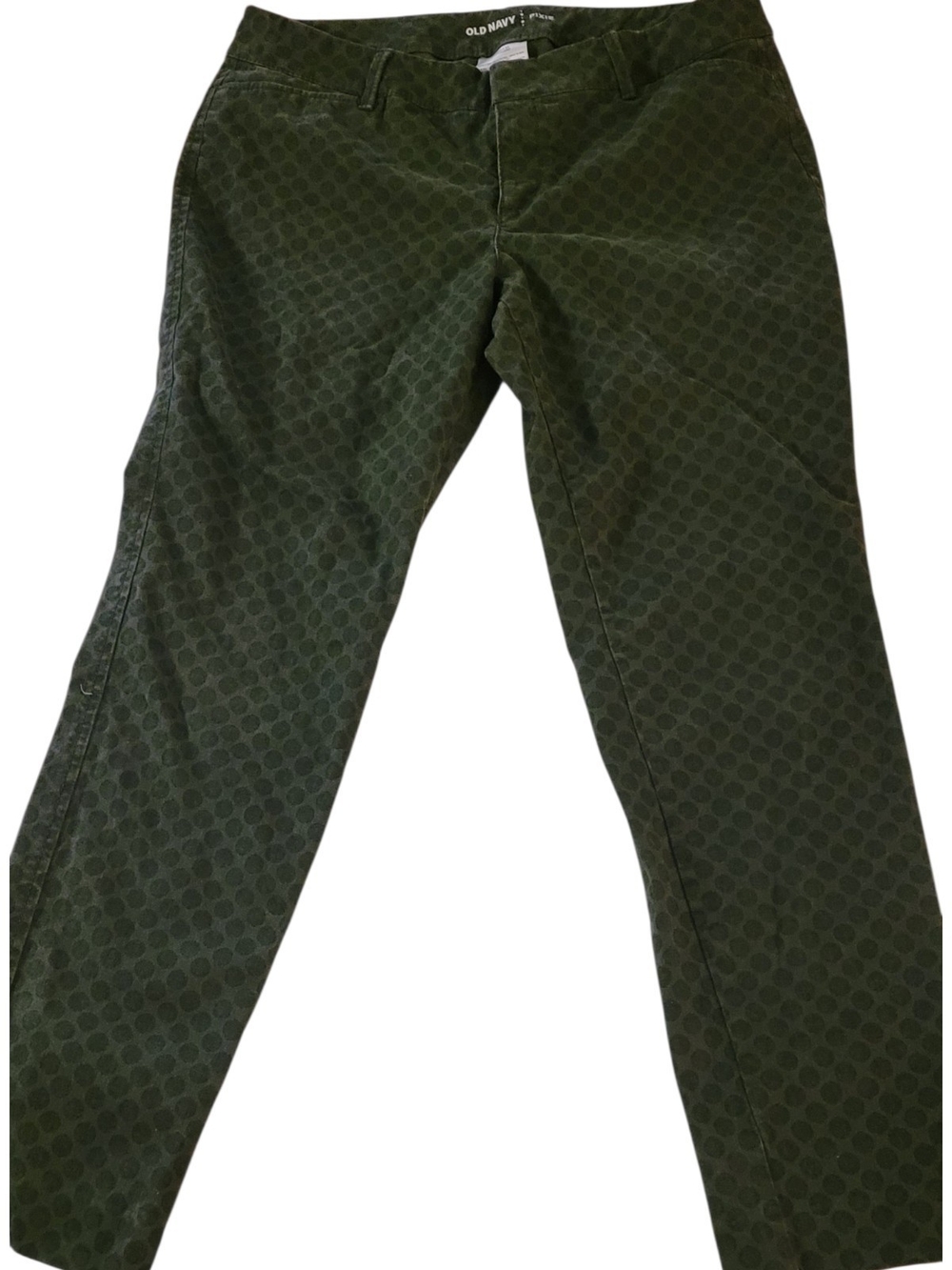 Old Navy Dark Olive Green Printed Straight-Leg Trousers